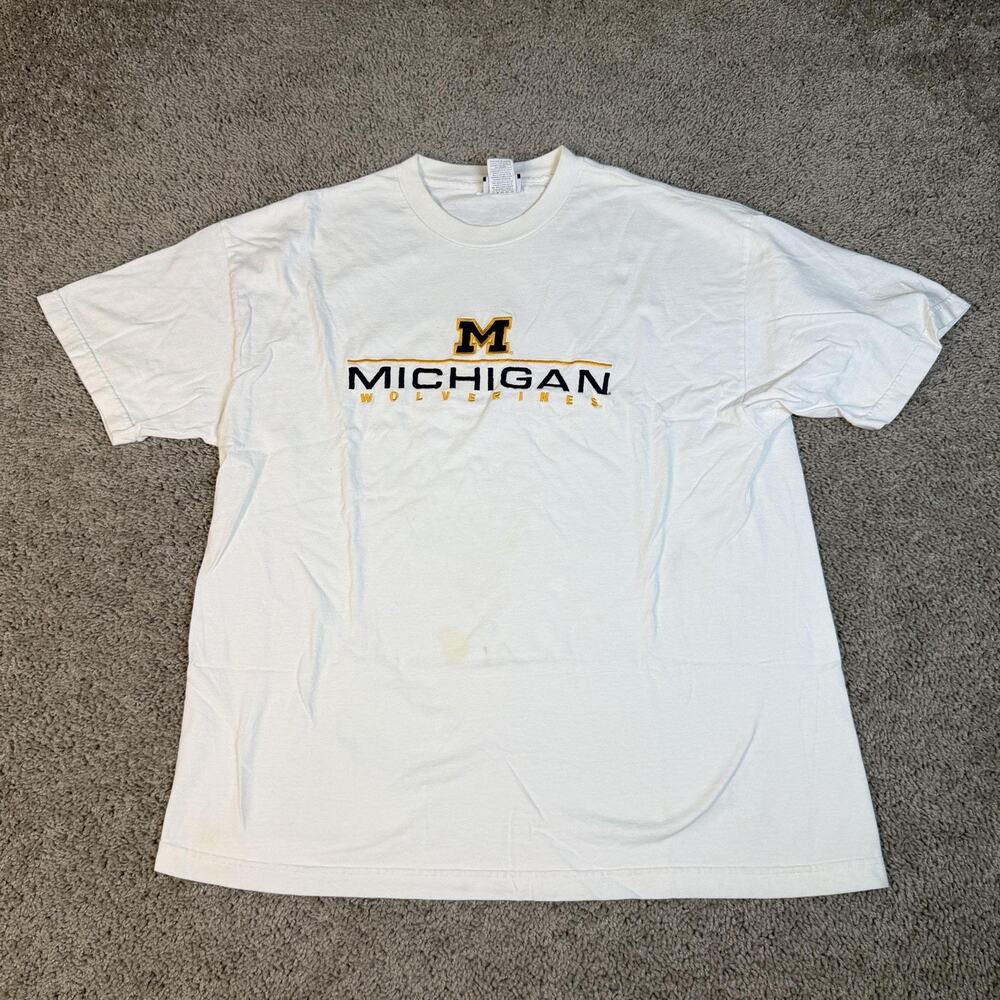 Vintage Michigan Wolverines Shirt Mens XL White Foot Locker NCAA Football Team
